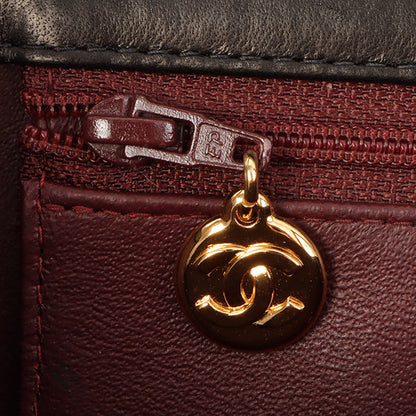 Chanel Around 2001 Made Full Flap Turn-Lock Chain Bag Black