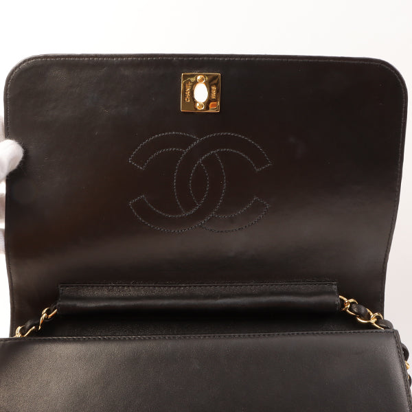 Chanel Around 2001 Made Full Flap Turn-Lock Chain Bag Black