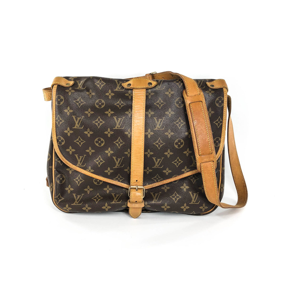 Louis-Vuitton Vintage Monogram Saumur 35 Monogram Canvas Cross Body Bag