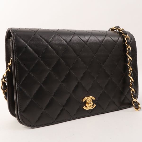Chanel Around 2001 Made Full Flap Turn-Lock Chain Bag Black