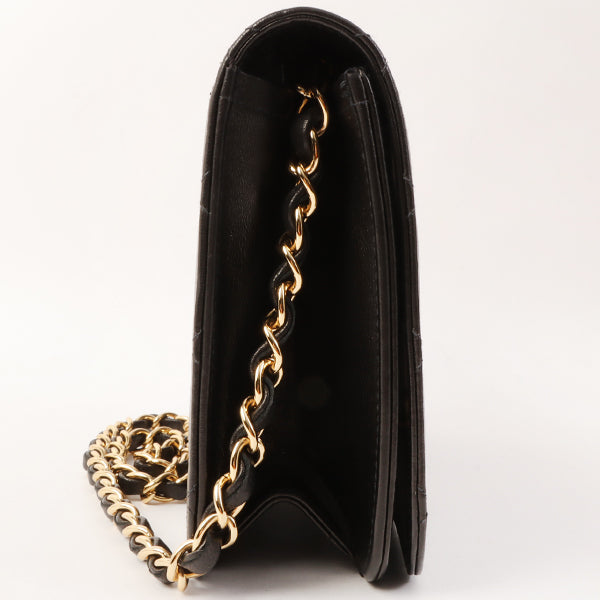Chanel Around 2001 Made Full Flap Turn-Lock Chain Bag Black