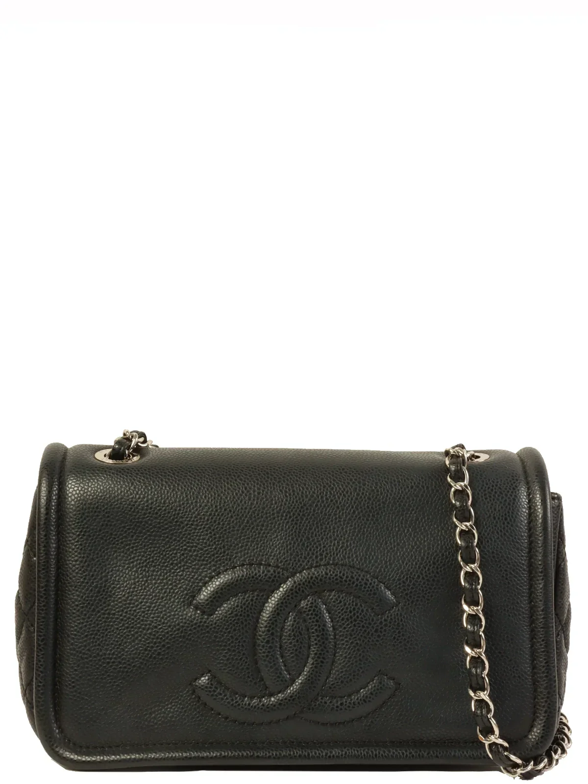 Chanel Around  Made Caviar Skin Cc Mark Stitch Chain Bag Black