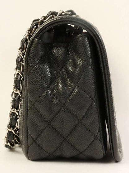 Chanel Around  Made Caviar Skin Cc Mark Stitch Chain Bag Black