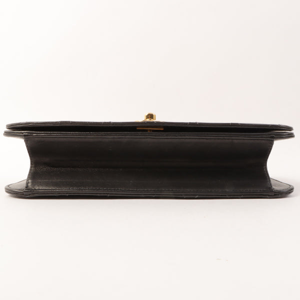Chanel Around 2001 Made Full Flap Turn-Lock Chain Bag Black
