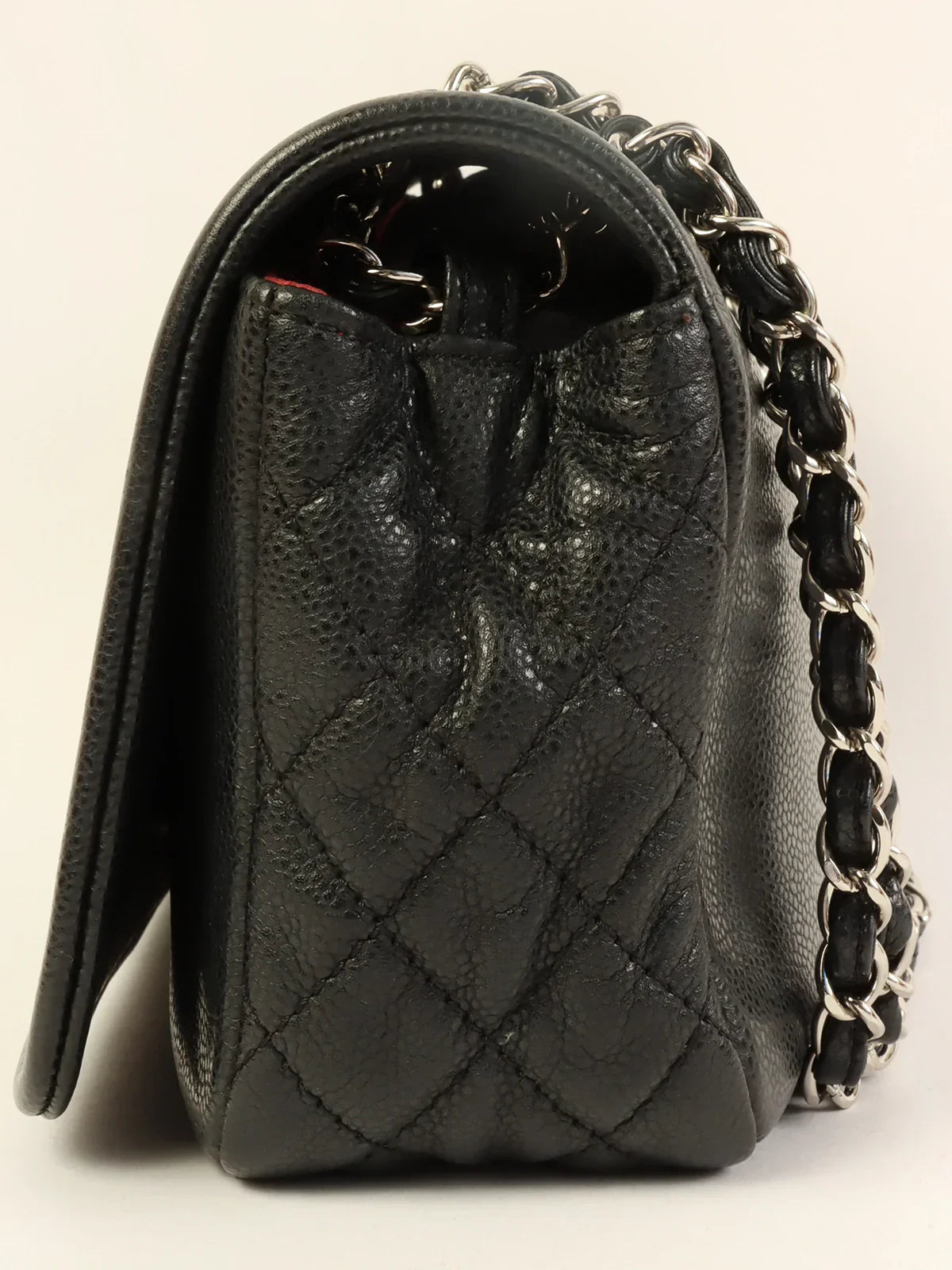 Chanel Around  Made Caviar Skin Cc Mark Stitch Chain Bag Black