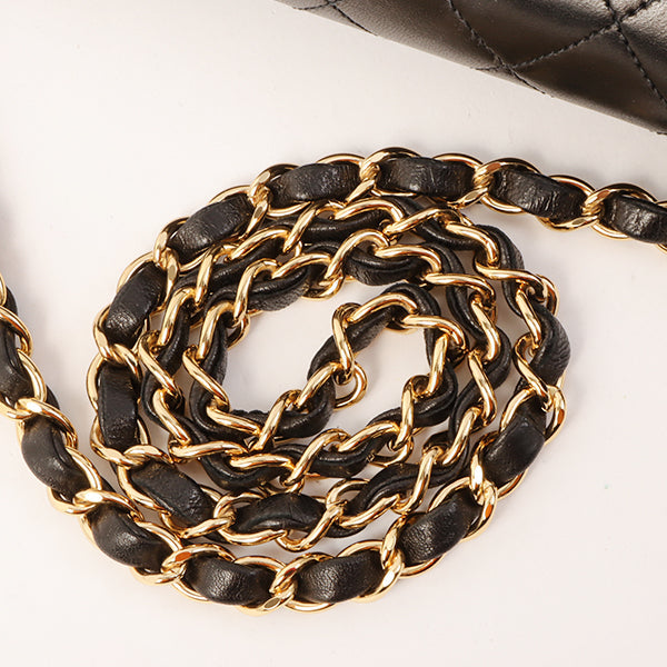 Chanel Around 2001 Made Full Flap Turn-Lock Chain Bag Black