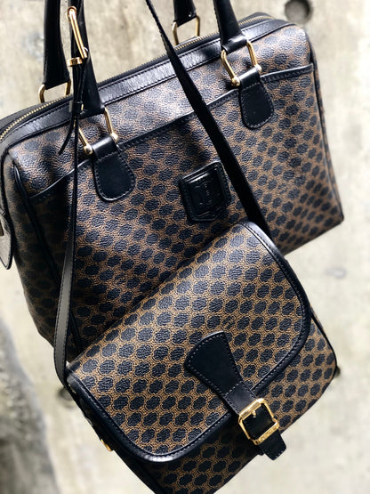 CELINE Macadam Front belt Shoulder Bag Black Vintage Old Celine dgvbfp