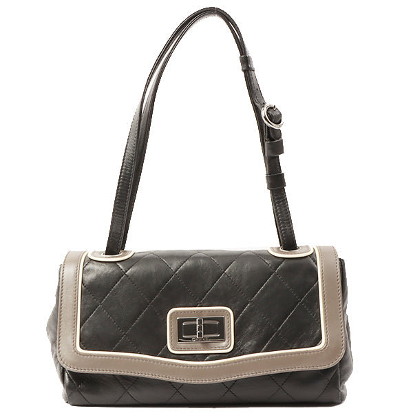 Chanel 2007 Made Bicolor Design 2.55 Shoulder Bag Grey/White