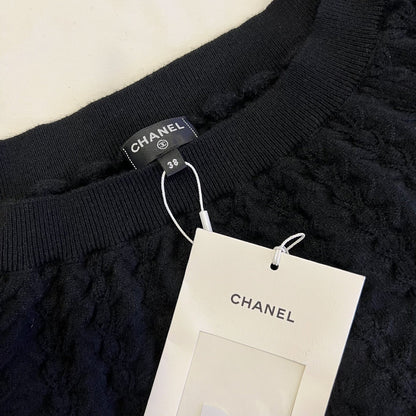 Chanel 24B Knitted Pullover with CC Logo in Black 100% Cashmere (Model: P77894)