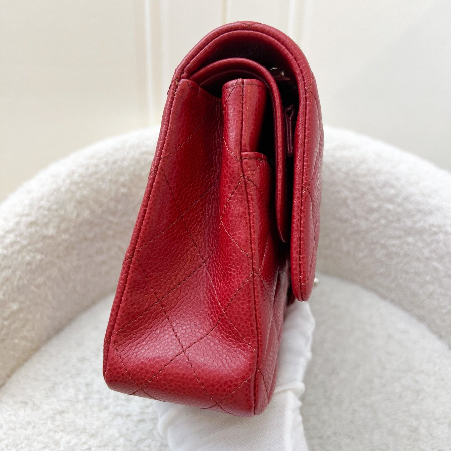 Chanel Medium Classic Flap CF in Red Caviar and SHW