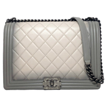 Chanel Gray Beige Ombre Large Boy Flap Bag