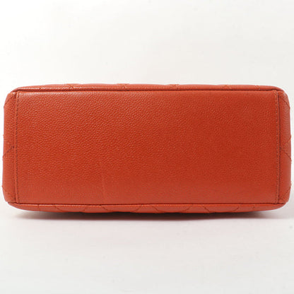 Chanel Around 1998 Made Caviar Skin Turn-Lock Shoulder Bag Orange/Silver