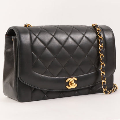 CHANEL Around 1992 Made Diana Flap Chain Bag 25Cm Black