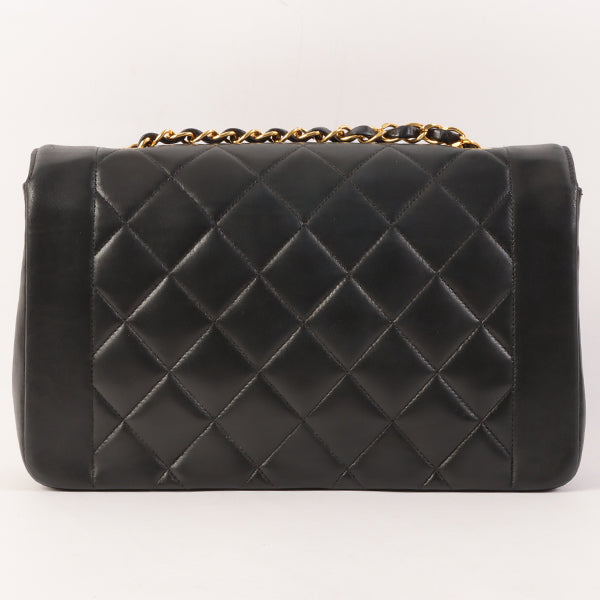 CHANEL Around 1992 Made Diana Flap Chain Bag 25Cm Black
