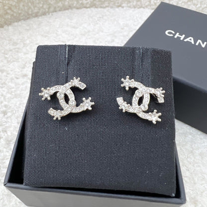 Chanel 23P CC Logo Earrings with Crystal