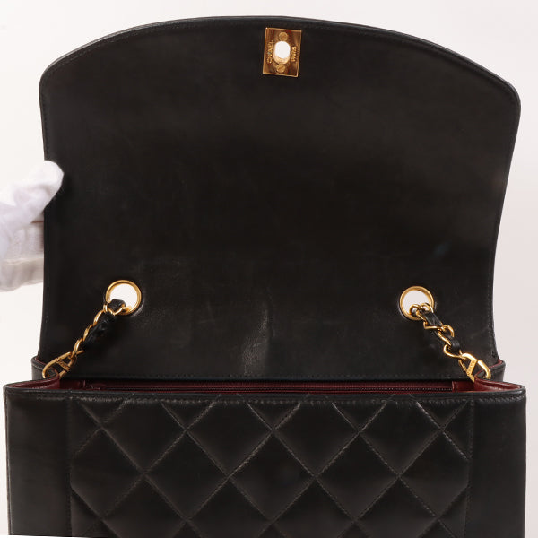 CHANEL Around 1992 Made Diana Flap Chain Bag 25Cm Black