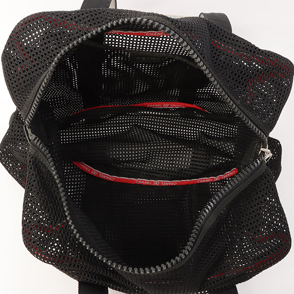 Chanel Around 2007 Made Sport Line Mesh Cc Mark Boston Bag Black