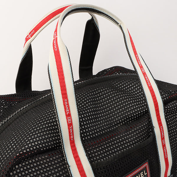 Chanel Around 2007 Made Sport Line Mesh Cc Mark Boston Bag Black