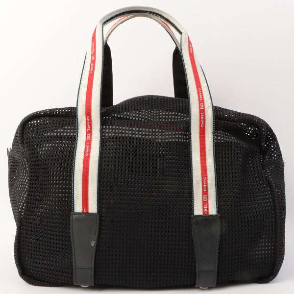 Chanel Around 2007 Made Sport Line Mesh Cc Mark Boston Bag Black
