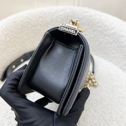 Chanel Micro Boy Flap in Black Chevron Quilted Lambskin and LGHW (Model: A67364)