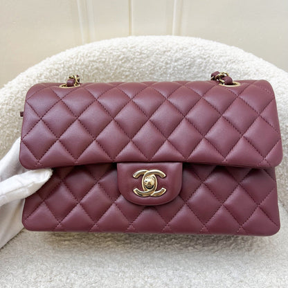Chanel Small Classic Flap CF in Burgundy Lambskin and LGHW