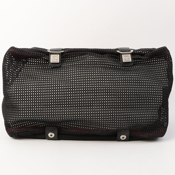 Chanel Around 2007 Made Sport Line Mesh Cc Mark Boston Bag Black
