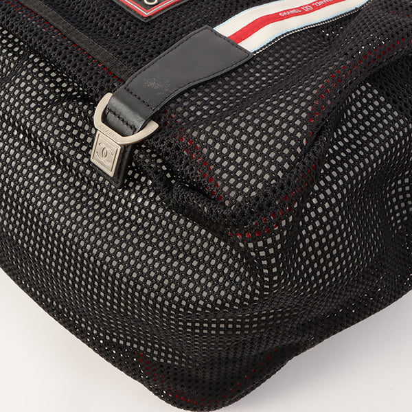 Chanel Around 2007 Made Sport Line Mesh Cc Mark Boston Bag Black