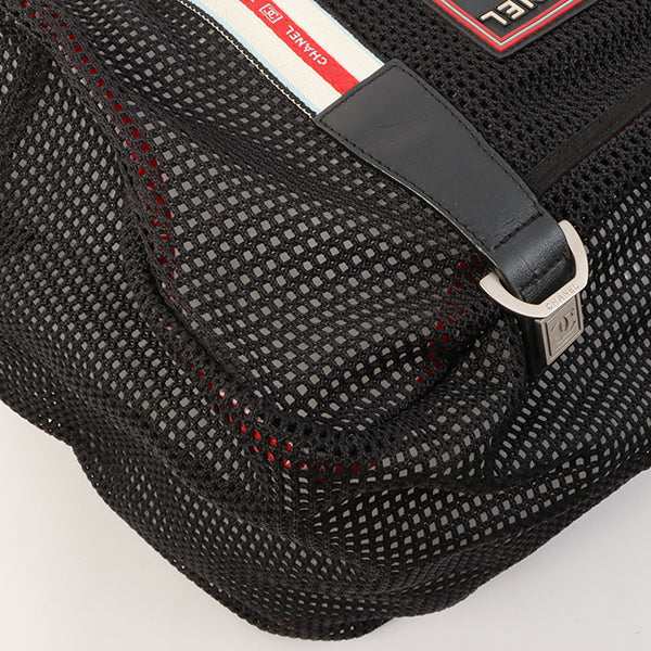 Chanel Around 2007 Made Sport Line Mesh Cc Mark Boston Bag Black