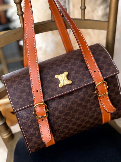 CELINE  Triomphe Box Handbag Brown Vintage Old CELINE axjbki