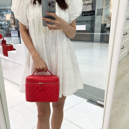 Chanel Top Handle Vanity Case in Raspberry Red Caviar LGHW