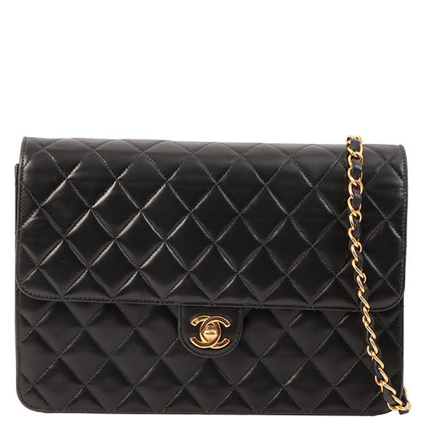 Chanel Around 2001 Made Straight Flap Turn-Lock Chain Bag Black
