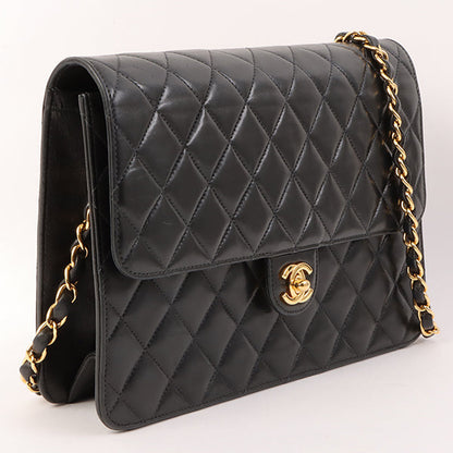 Chanel Around 2001 Made Straight Flap Turn-Lock Chain Bag Black