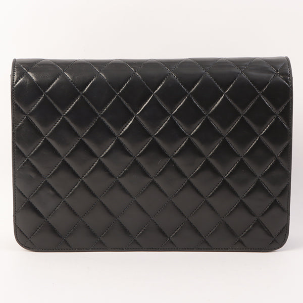 Chanel Around 2001 Made Straight Flap Turn-Lock Chain Bag Black