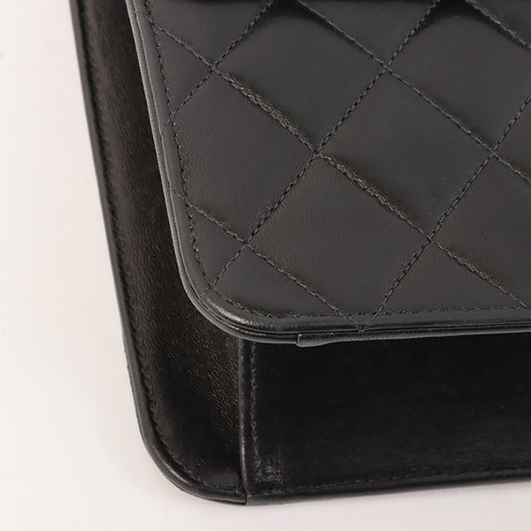 Chanel Around 2001 Made Straight Flap Turn-Lock Chain Bag Black