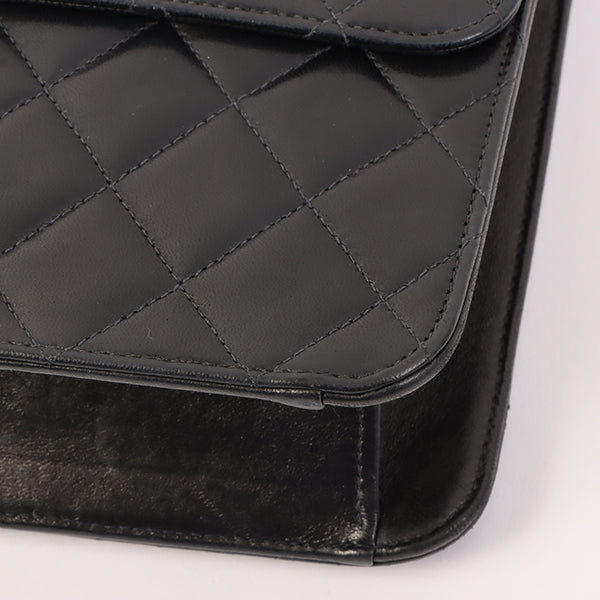 Chanel Around 2001 Made Straight Flap Turn-Lock Chain Bag Black