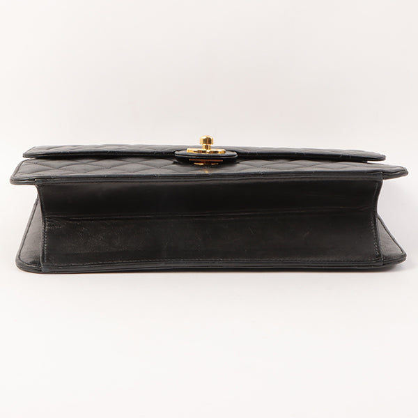 Chanel Around 2001 Made Straight Flap Turn-Lock Chain Bag Black