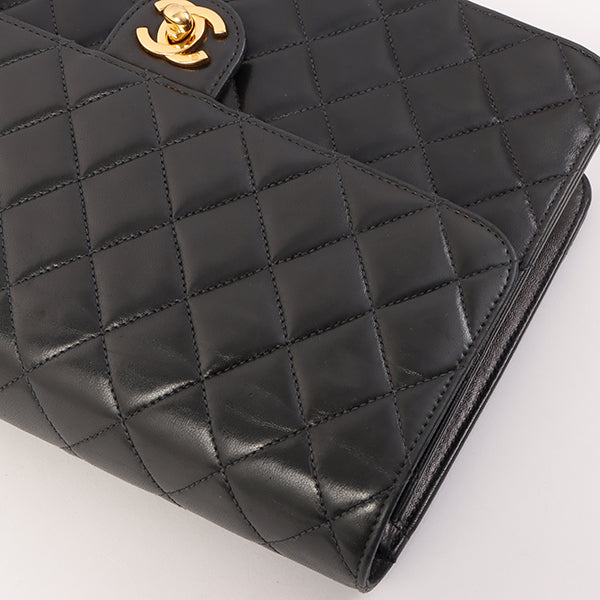 Chanel Around 2001 Made Straight Flap Turn-Lock Chain Bag Black