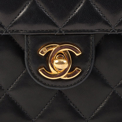 Chanel Around 2001 Made Straight Flap Turn-Lock Chain Bag Black