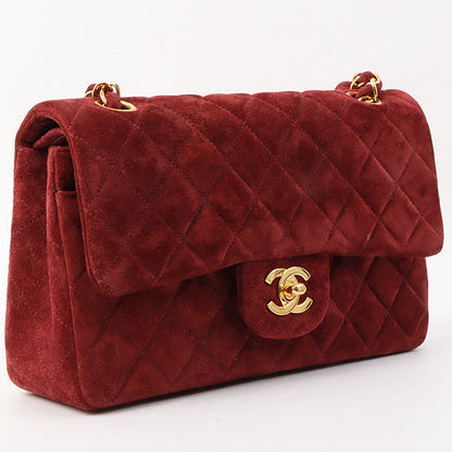 Chanel Around 1995 Made Suede Classic Flap Chain Bag 23Cm Red