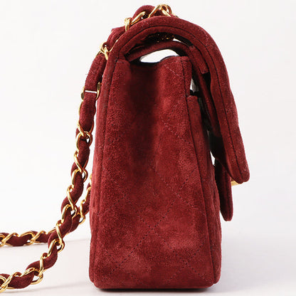 Chanel Around 1995 Made Suede Classic Flap Chain Bag 23Cm Red