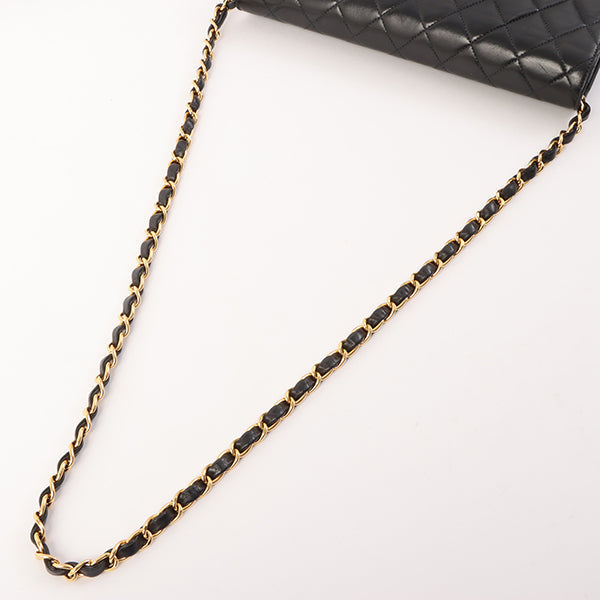 Chanel Around 2001 Made Straight Flap Turn-Lock Chain Bag Black