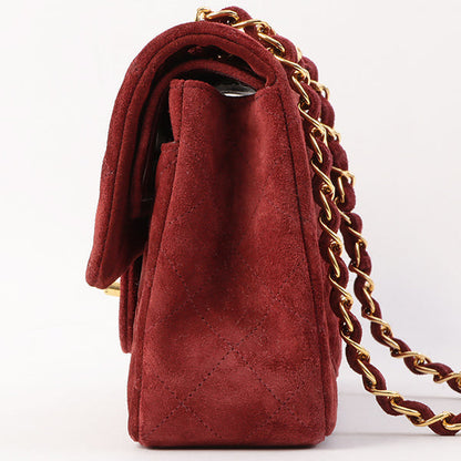 Chanel Around 1995 Made Suede Classic Flap Chain Bag 23Cm Red