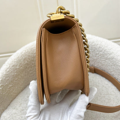 Chanel Medium 25cm Boy Flap in Chevron Quilted Caramel Lambskin and AGHW (Model: A67086)