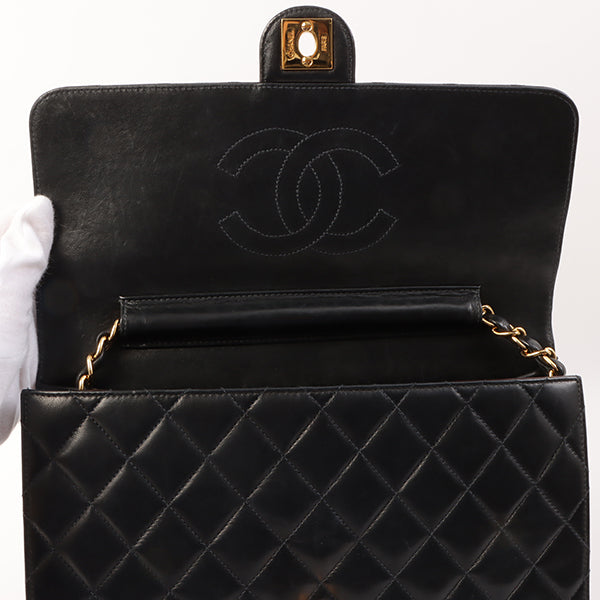 Chanel Around 2001 Made Straight Flap Turn-Lock Chain Bag Black