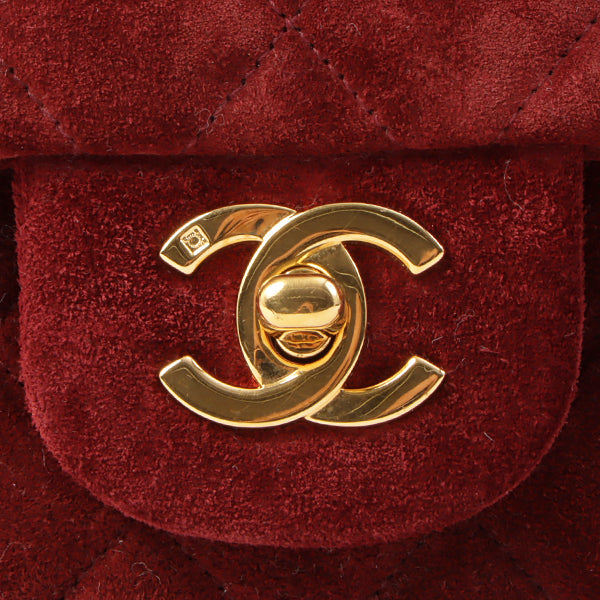 Chanel Around 1995 Made Suede Classic Flap Chain Bag 23Cm Red
