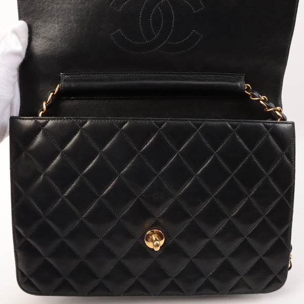 Chanel Around 2001 Made Straight Flap Turn-Lock Chain Bag Black