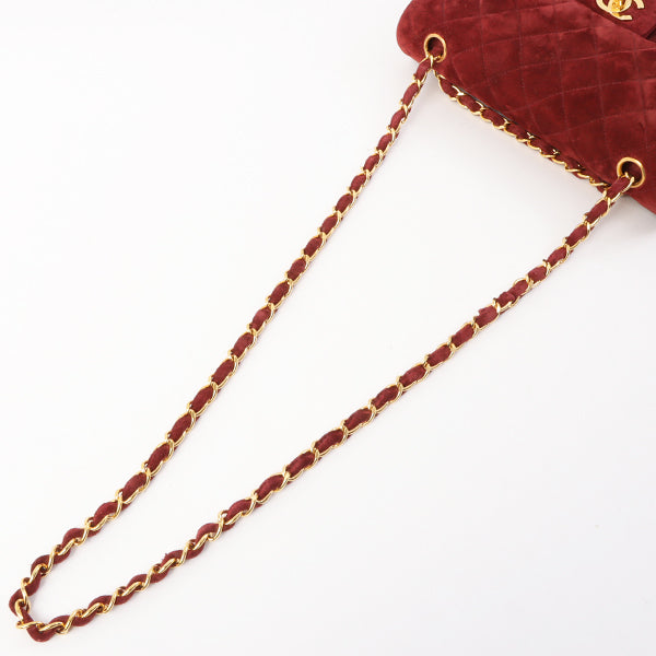 Chanel Around 1995 Made Suede Classic Flap Chain Bag 23Cm Red