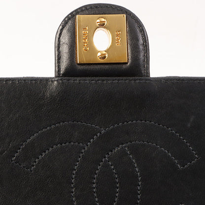 Chanel Around 2001 Made Straight Flap Turn-Lock Chain Bag Black