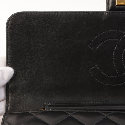 Chanel Around 2001 Made Straight Flap Turn-Lock Chain Bag Black