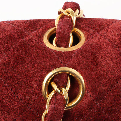 Chanel Around 1995 Made Suede Classic Flap Chain Bag 23Cm Red